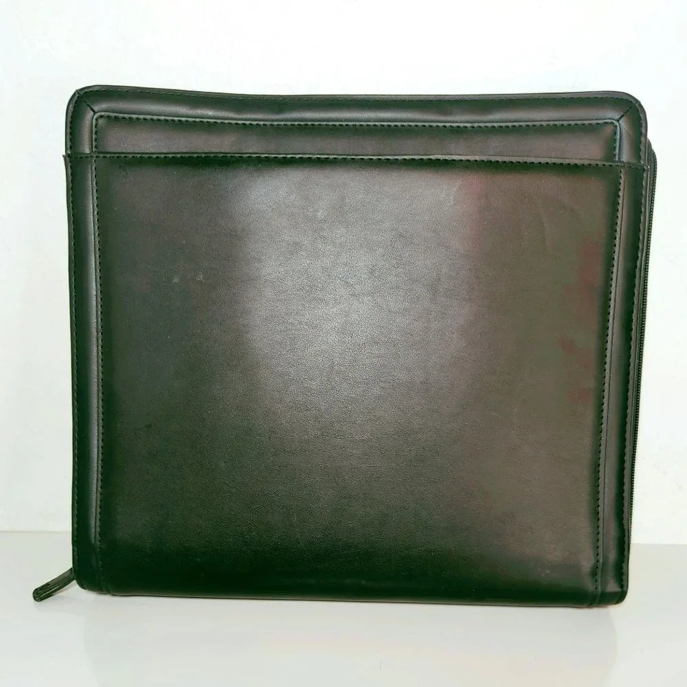 Foray Business Portfolio Zipper Binder Pencil Pouch Pockets Black